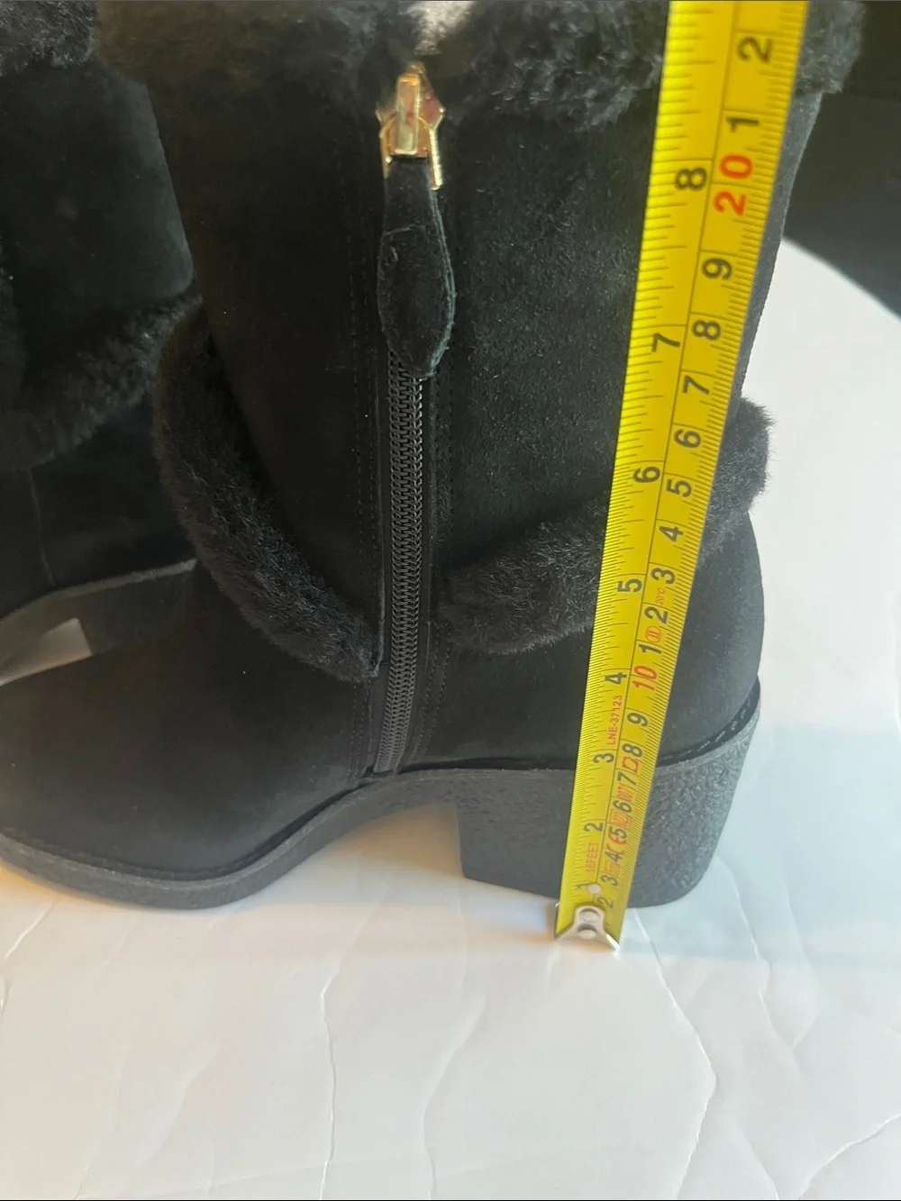 Talbots Black Suede Fur-Trim Winter Ankle Boots size 7
